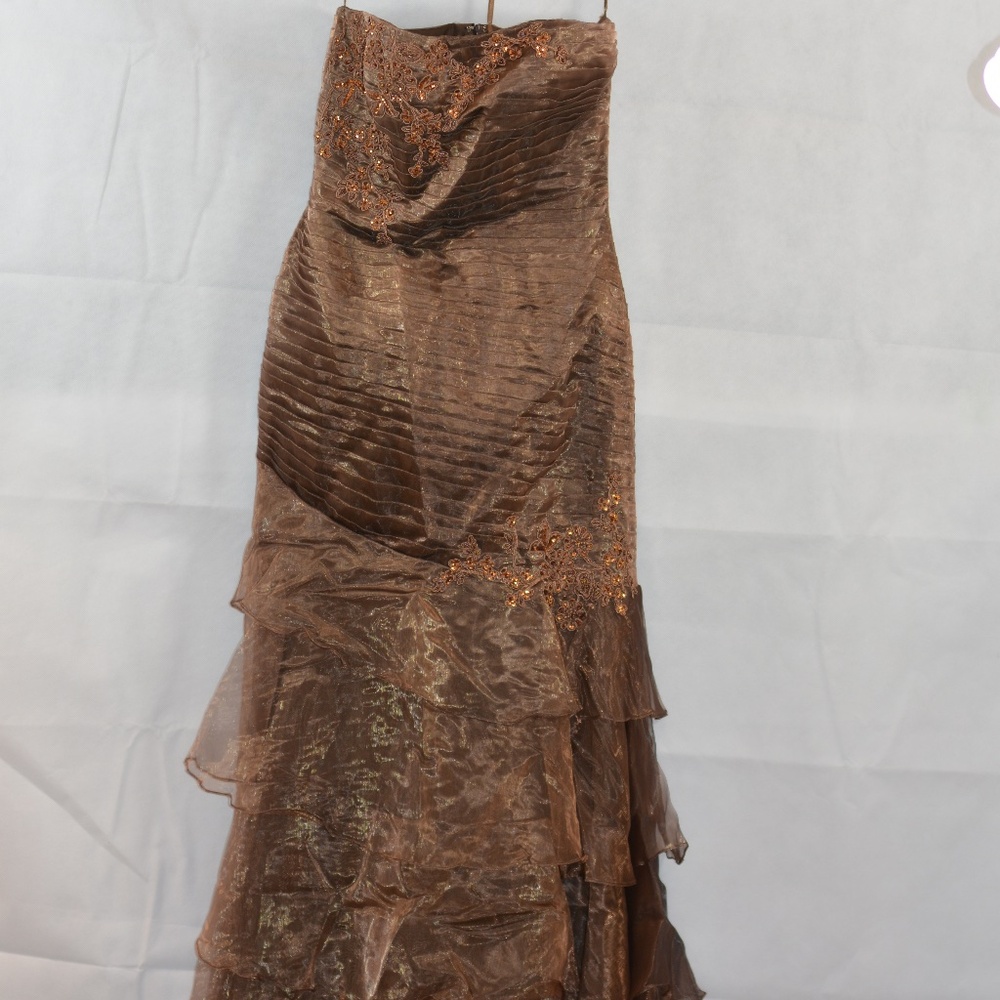 Beaded/Sequin/Tiered/Pleated Formal Prom SZ L Fiesta
